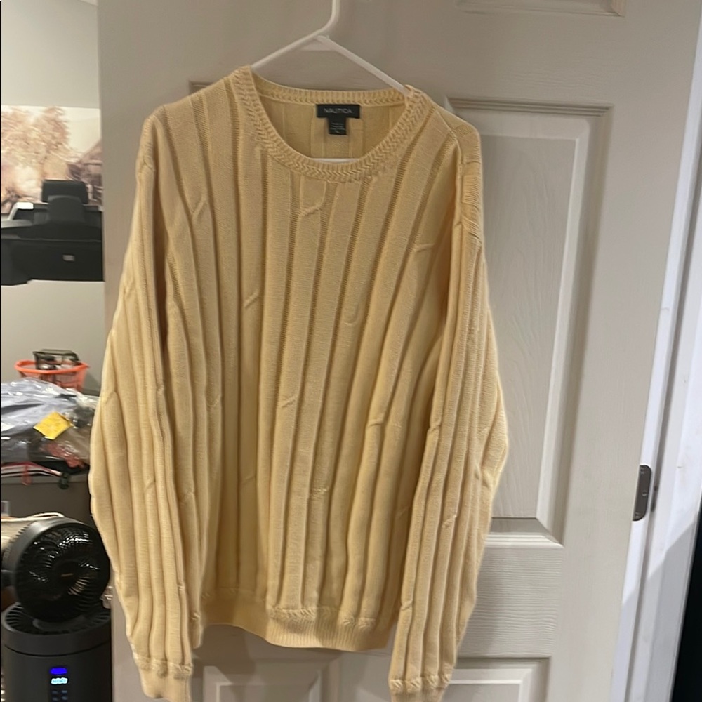 Nautica Cream Cable-Knit Crewneck Sweater